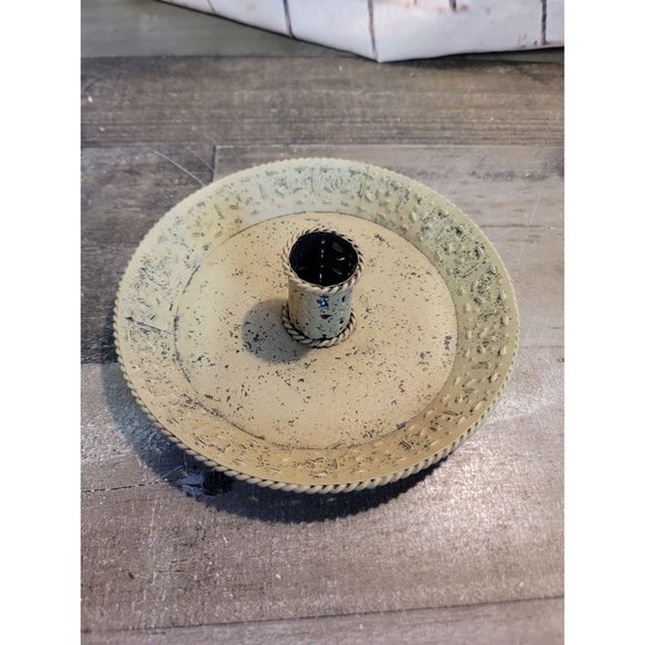 Rustic Green metal candle stick holder Xmas decor - Picture 2 of 3